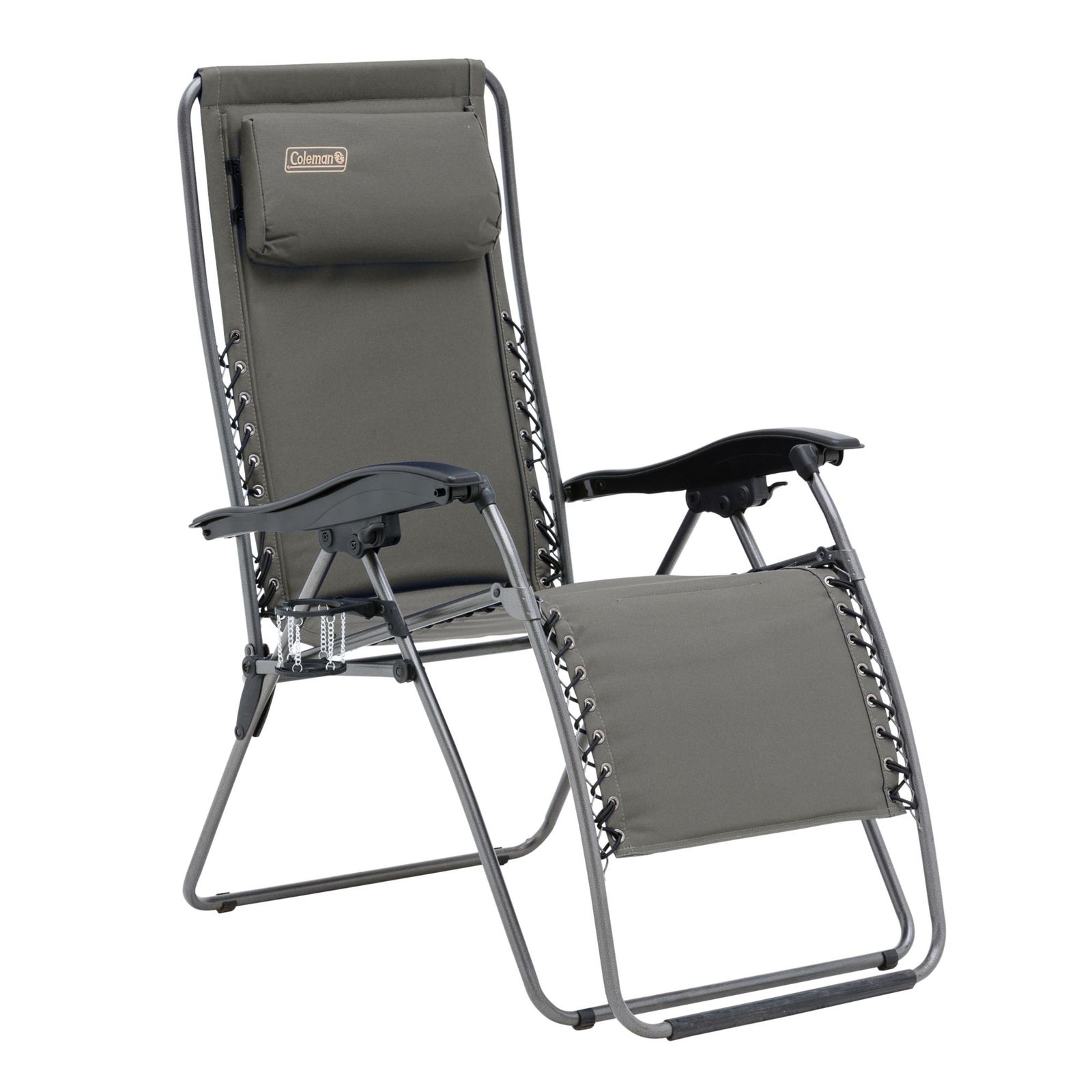 COLEMAN CHAIR FLAT FOLD LAYBACK LOUNGER (CHARCOAL GREY)