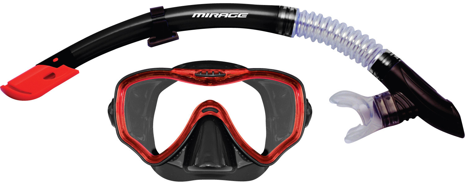 MIRAGE CRYSTAL MASK & SNORKEL SET BLACK/RED