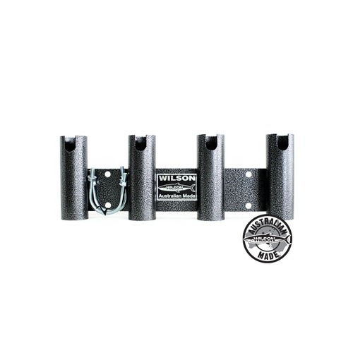 BULL BAR ROD HOLDER BLACK HAMMERTONE ALUMINIUM 4 HOLE