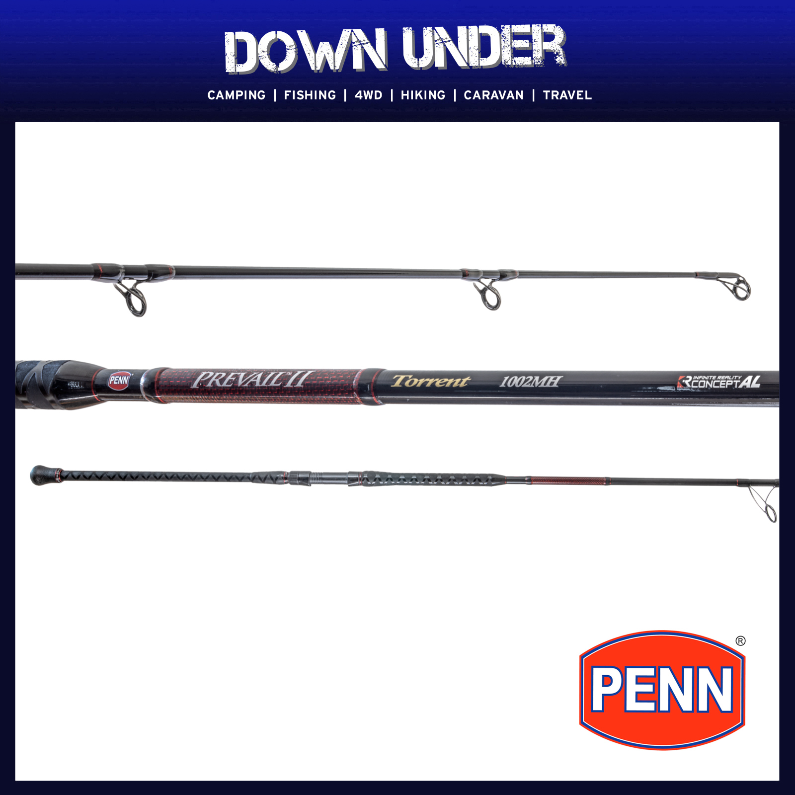 Penn Prevail 2 Piece Graphite Surf Spin Rod 12 15-37 kg + Free Post +  Warranty