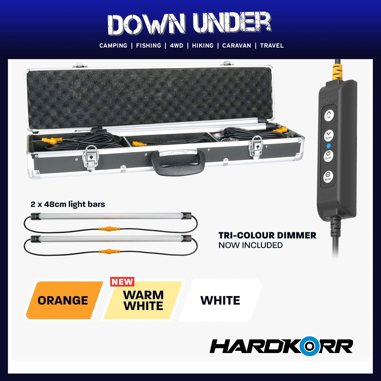 2 Bar Tri-Colour LED Camp Light Kit - Hardkorr Australia