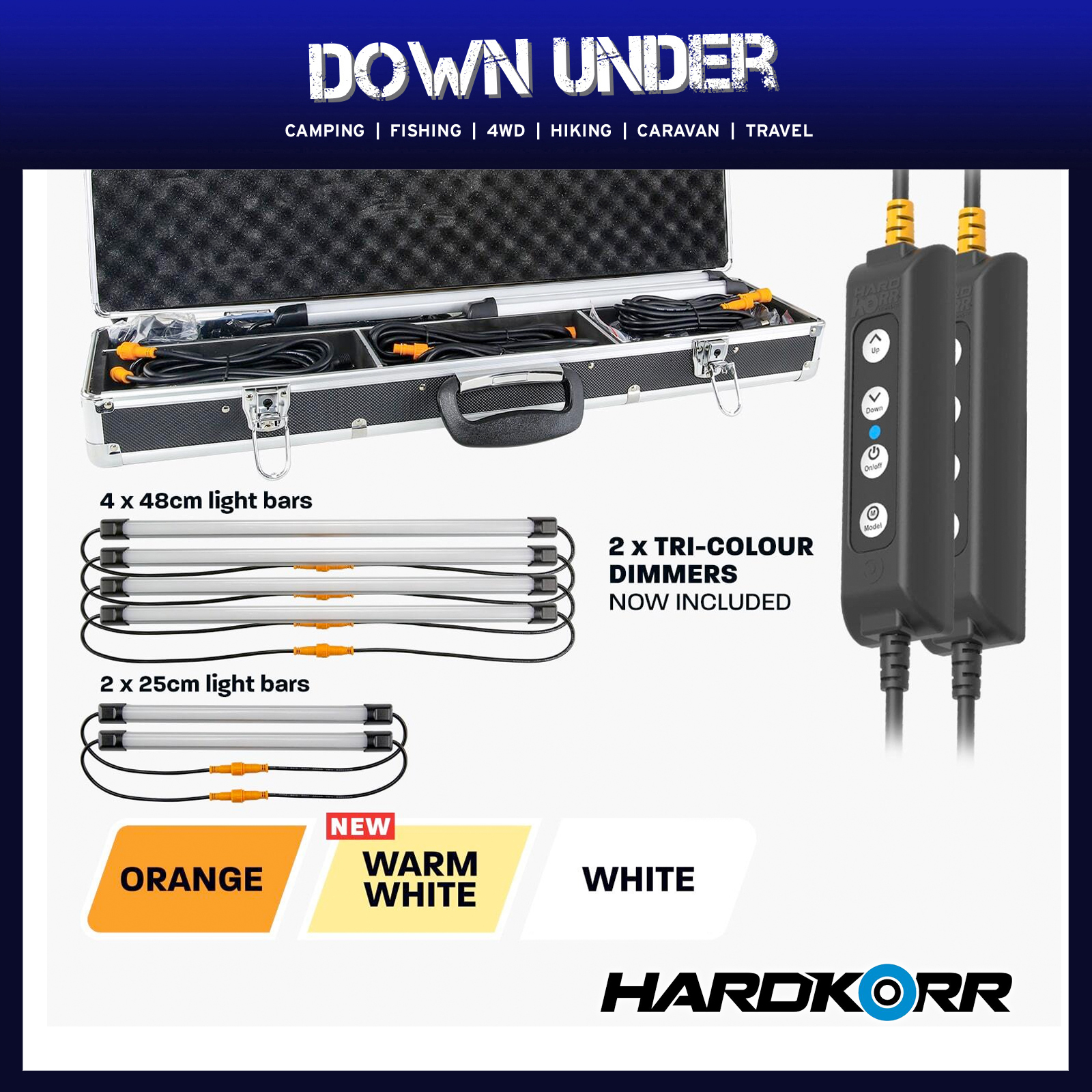 2 Bar Tri-Colour LED Camp Light Kit - Hardkorr Australia