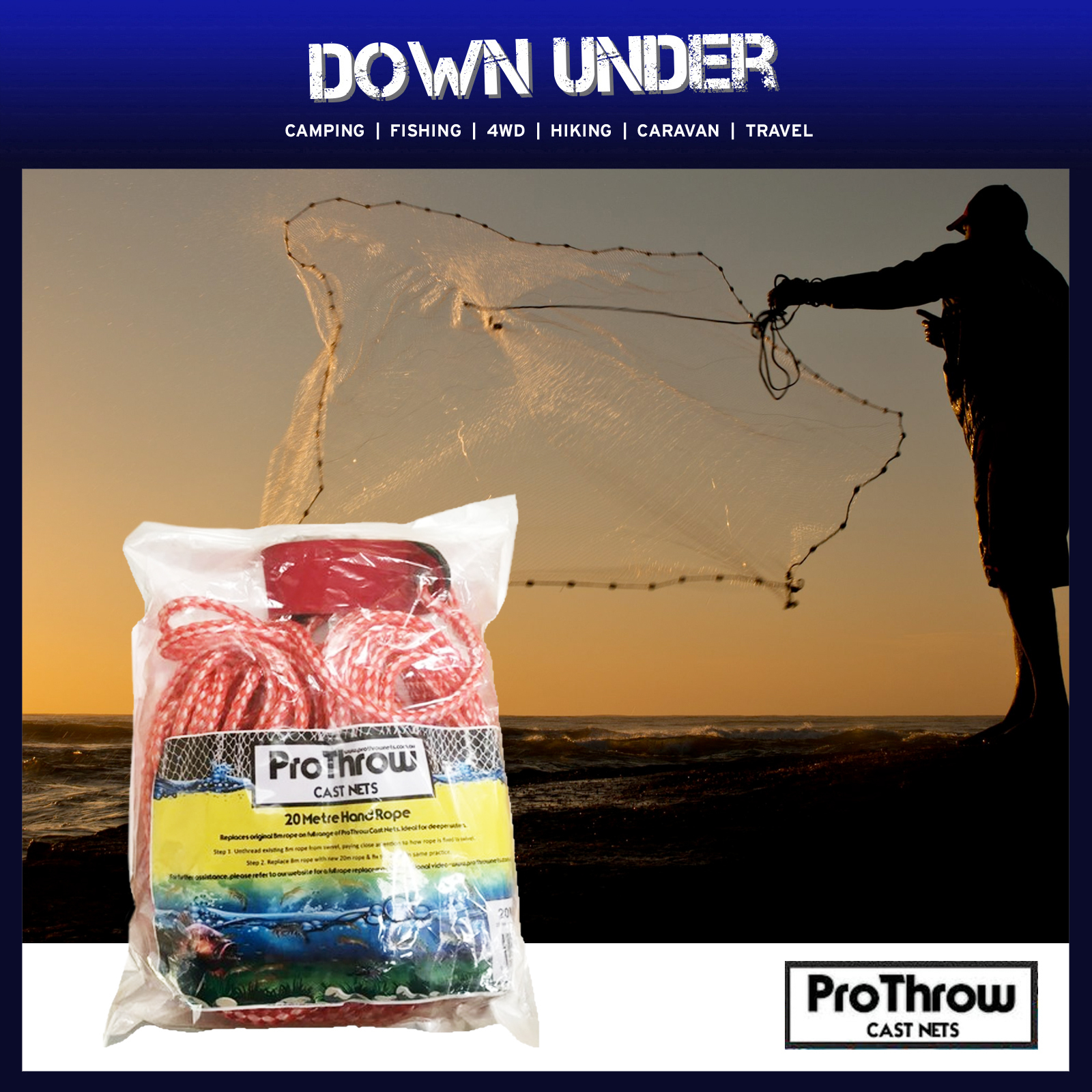 Pro Throw Cast Net 20M Hand Rope