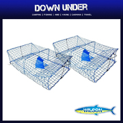 2 X Wilson Heavy Duty Crab Traps - 2 Entry Rectangular Blue Mesh