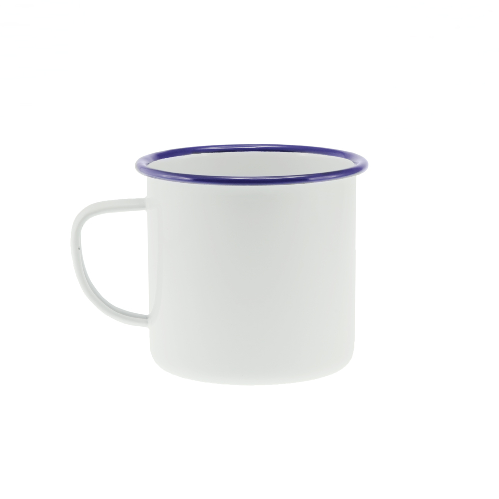 3 Falcon Traditional Enamel White Mug Cup 9cm Tea Coffee Camping Picnic Gift Set 