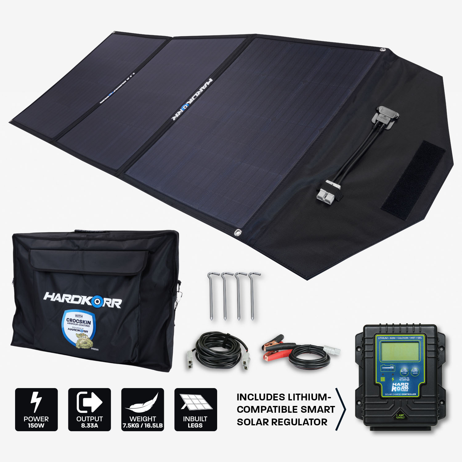 Hard Korr 150W Heavy Duty Portable Solar Panel With Crocskin Cell Armour