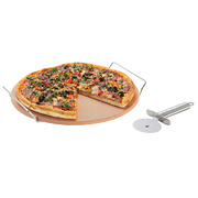 Avanti Pizza Stone with Rack and Pizza Cutter
