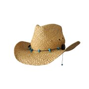 Jacaru 1818D Women's Straw Cowboy Hat w Turquoise Beads