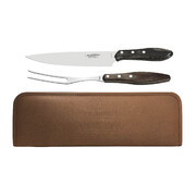 Tramontina 3pce BBQ Carving Set in Leather Pouch W/ Bonus Sharpening Steel