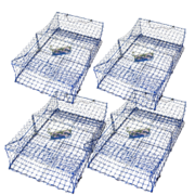 4 X Wilson Heavy Duty Crab Traps - 2 Entry Rectangular Blue Mesh Crab Pots