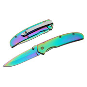 Rite Edge Rainbow Coloured Folding Knife With Clip