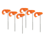 6 x Ezy Anchor Outback Screw Peg - 200mm - Orange