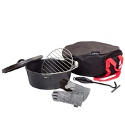 Charmate Camp Oven Kit (4.5 Quart Camp Oven, Lid Lifter, Gloves, Trivet & Carry Bag)  