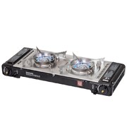 Gasmate Travelmate II Deluxe Twin Stove with Hotplate - Black