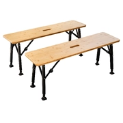Quest Outdoors Bamboo Folding Bench Set - Twin Pack