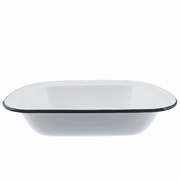 Falcon Enamel Oblong Pie Dish 32cm - White/Black Rim