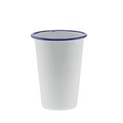 Falcon Enamel Tall Tumbler 8cm 425ml - White/Blue Rim