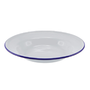 Falcon Enamel Soup Plate 24cm - White/Blue Rim 