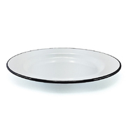 Falcon Enamel Flat Plate 24cm - White Black Rim