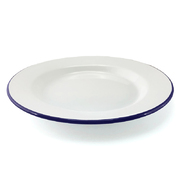 Falcon Enamel Dinner Plate 30cm - White with Blue Rim