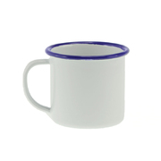 Falcon Enamel Mug 6cm 125ml - White Blue Rim