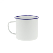 Falcon Enamel Mug 9cm 500ml - White Blue Rim