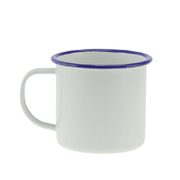 Falcon Enamel Mug 8cm 350ml - White Blue Rim 