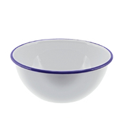 Falcon Enamel 16cm Deep Cereal Bowl - White with Blue Rim 