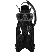Mirage Rayzor Gold Mask Snorkel & Fin Set - Black - Large/Xlge