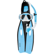 Mirage Challenger Mask Snorkel & Fin Set - X/Large - Sky Blue 