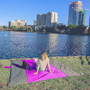Lazi Pro Beach Blanket Large 220cm x  180cm - Grey/Purple