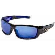 Mustad Hank Parker Polarized Sunglasses-Black Hard Frame With Rubberised Arms, Blue Revo Lens-Mhp101A01