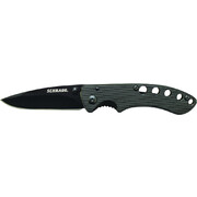 Schrade Liner Lock Folding Knife Drop Point Blade Black Aluminum Handle