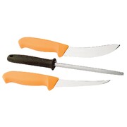 Morakniv Hunting Set, 2 Knives + Sharpening Steel, Hi-Vis Orange