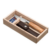 Opinel Traditional #08 S/S 8.5cm Olive Wood + Sheath in Wooden Gift Box