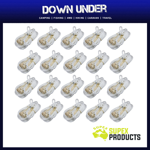 20 X Supex 6mm Double Guy Rope With Wood Runner