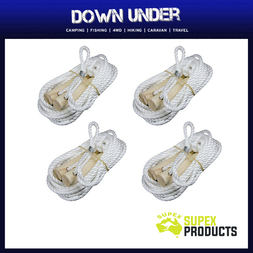 4 X Supex 6mm Double Guy Rope With Wood Runner