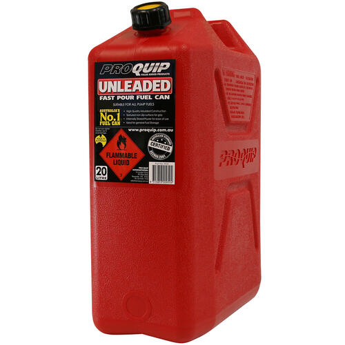 Pro Quip 10L Plastic Fast Pour Fuel Can – Unleaded Red