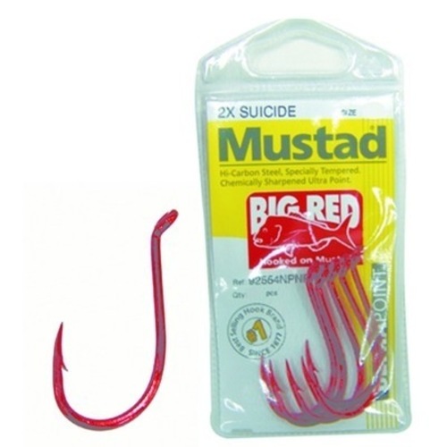 Mustad Big Red Chemically Sharp Fishing Hooks - 5/0, 6 Pce - 92554Npnr