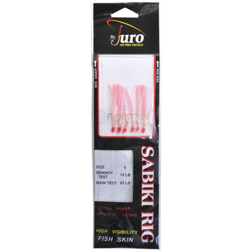 Juro Sabiki Pre Rigged Bait Rigs. Size 6 Hooks - Pink