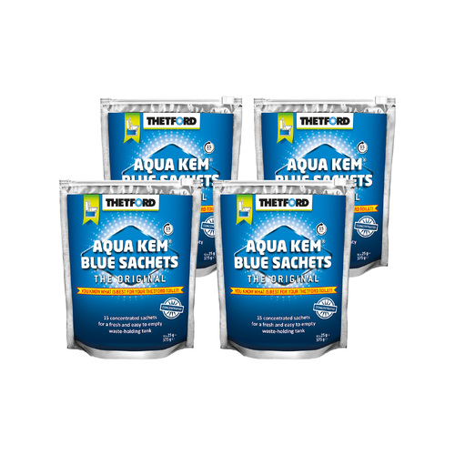 4 x Thetford Aqua Kem Concentrated Sachets 15 Pack - Blue