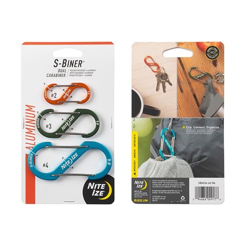 Nite-Ize S-Biner Dual Carabiner Aluminium - 3 Pack Assorted (New)